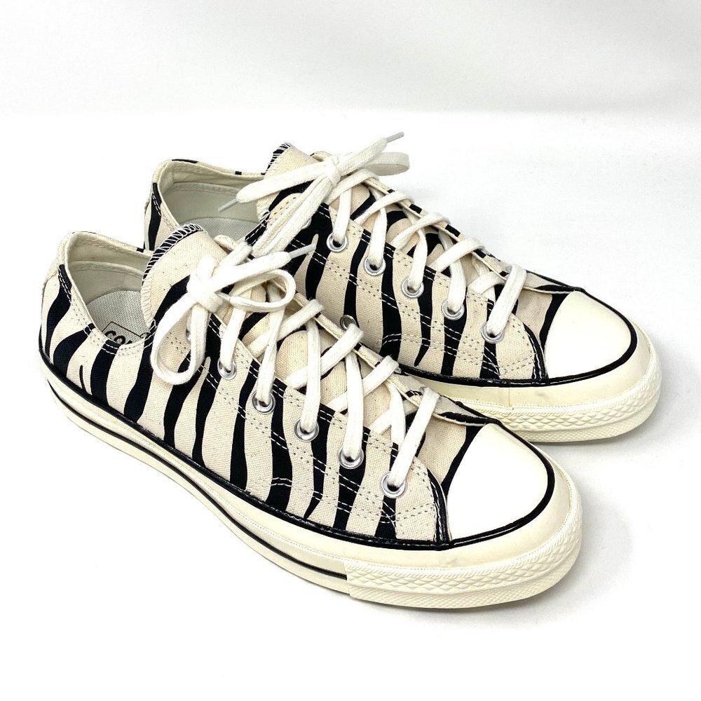 Converse Chuck 70 Low Black Zebra Stripes Black Beige Women's Size 7